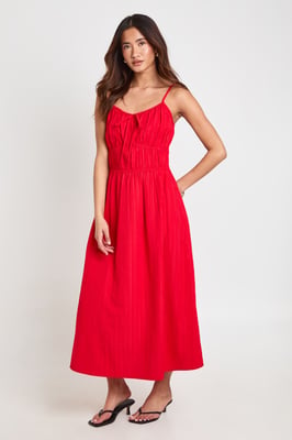 Textured Ruched Bust Midaxi Dress