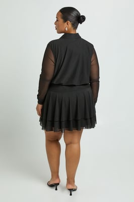 Plus Collared Drop Hem Skater Dress