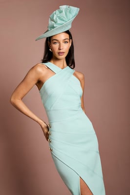 Lisa Tan Cross Neck Bandage Midi Dress