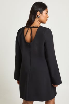 Plus Flare Sleeve Tie Back Shift Dress