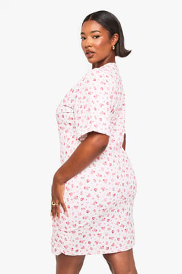 plus ditsy drop waist wrap dress