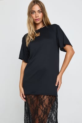 Petite Lace Detail Midaxi T-Shirt Dress