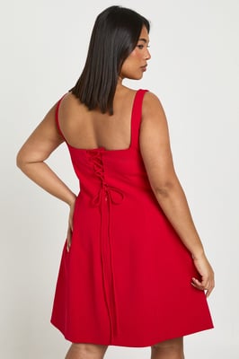 Plus 3D Corsage Tailored Strappy Mini Dress