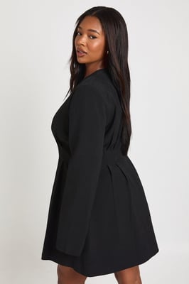 Plus High Neck Lace Satin Structured Mini Dress