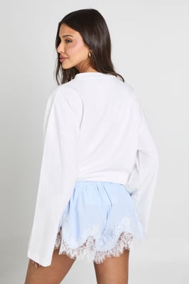 Lace Trim Stripe Flippy Shorts