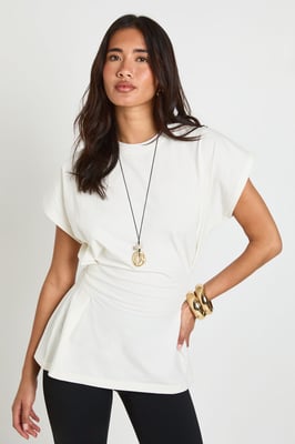 Pleat Waist Peplum T -Shirt