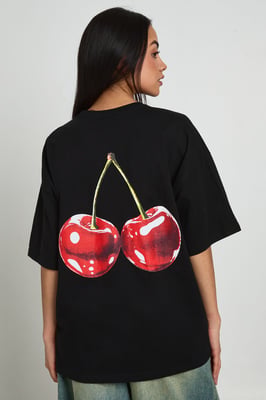Cherry Print Front and Back Printed T-Shirt