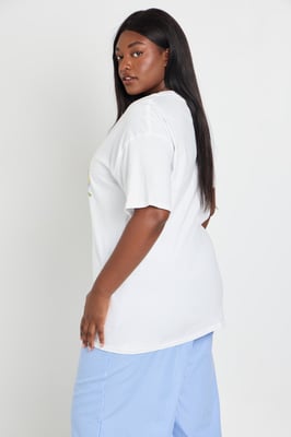 Plus Stripey Bikini Print Oversized T-Shirt