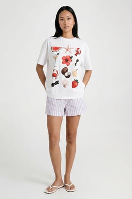 Tropical Collage Printed Oversized T-Shirt