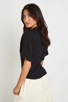 V Neck Cinched Waist T-Shirt