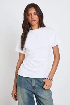 Tall Jersey Ruched Waist Cap Sleeve T-Shirt