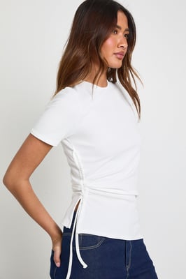 Ribbed Ruched Side T-Shirt