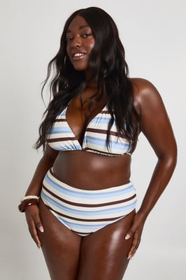 Plus Stripe Top & Hight Waist Bikini