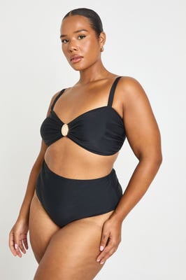 Plus Trim Detail Bikini Top & High Waist Brief Set