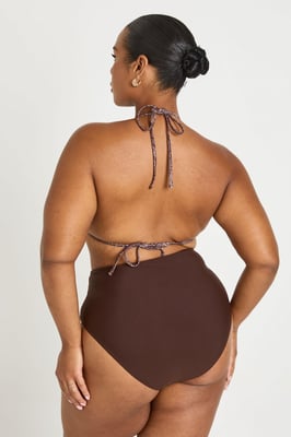Plus Tummy Control Wrap Over Waist Bikini Bottom