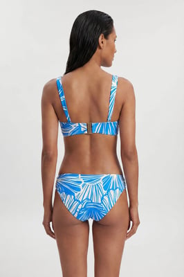 Blue Abstract Print High-Waisted Bikini Bottom