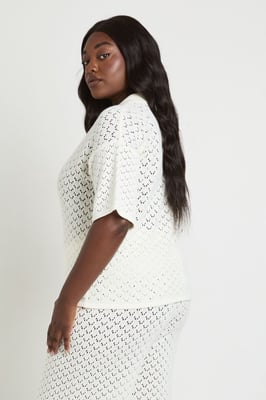 Plus Knitted V Neck Beach Top
