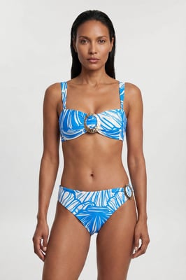 Blue Abstract Print Bandeau Bikini Top