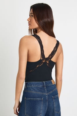 Cotton Lace Trim Detail Bodysuit