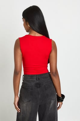 Matte Slinky Ruched Plunge Bodysuit