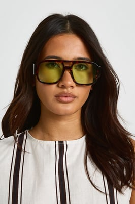 Chunky Framed Coloured Lens Aviator Sunglasses