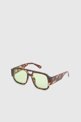 Chunky Framed Coloured Lens Aviator Sunglasses