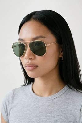 Gold Metal Framed Aviator Sunglasses