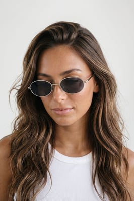 Gold Oval Metal Framed Sunglasses