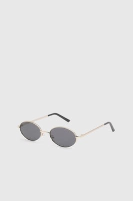 Gold Oval Metal Framed Sunglasses