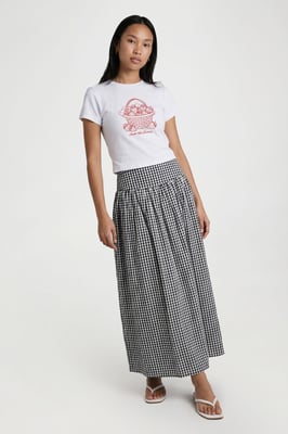 Gingham Poplin Maxi Skirt