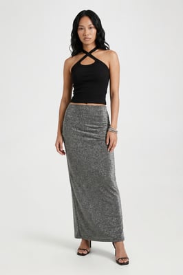 Metallic Knit Maxi Skirt
