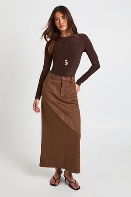 Faux Suede Maxi Skirt