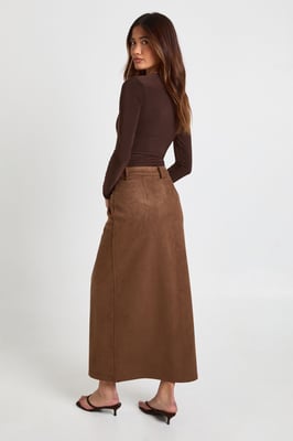 Faux Suede Maxi Skirt