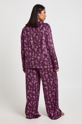 Plus Bows And Cocktails Print Long Sleeve Shirt & Trouser Pyjama Set