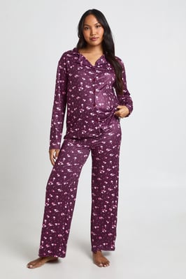 Maternity Heart Print Long Sleeve Shirt & Trouser Pyjama Set