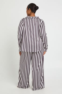 Plus Stripe Long Sleeve Shirt & Trouser Pyjama Set