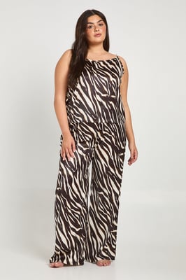 Plus Zebra Print Cami And Trouser Pyjama Set