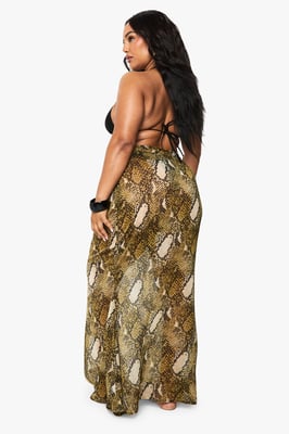 Plus Beachwear Essentials Snake Print Maxi Skirt