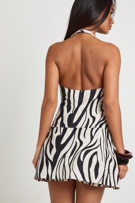 Zebra Linen Look Tailored Skort