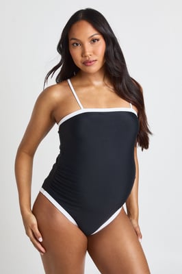 Maternity Contrast Square Neck Swimsuit