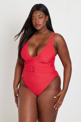 Plus Tummy Control O-ring Plunge Swimsuit