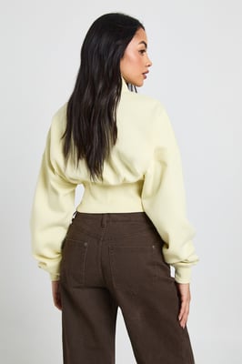 Funnel Neck Cinched Waist Zip Through