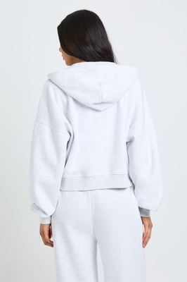 Tall Boxy Balloon Sleeve Oversized Zip Through Hoodie