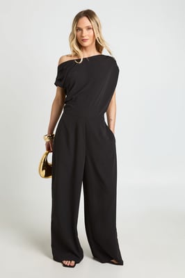 Petite Asymmetric Wide Leg Jumpsuit