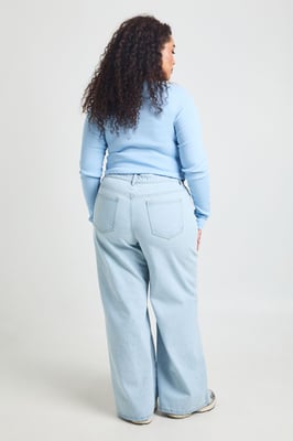 Plus Denim High Waist Wide Leg Jean