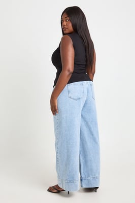 Plus Deep Hem Cuff Wide Leg Jean