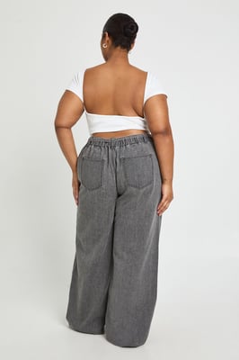 Plus Elasticated Back Tie Wide Leg Jean
