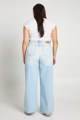 Plus High Waist Crossover Waistband Wide Leg Jean