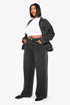 Plus Studded Wide Leg Jean