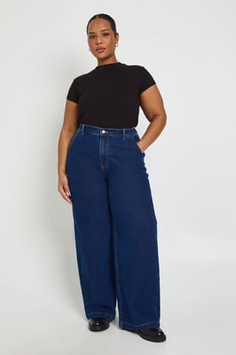 Plus Elasticated Back Wide Leg Jean